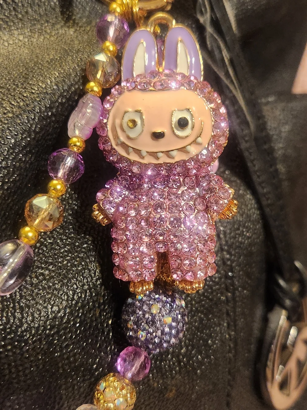 Sparkling Purple LaBubu Beaded  Keychain / Bag & Phone Charms